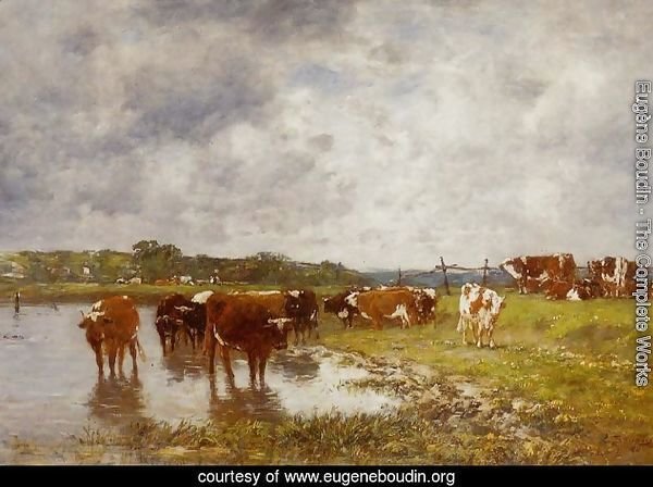 Cows in a Meadow on the Banks of the Toques