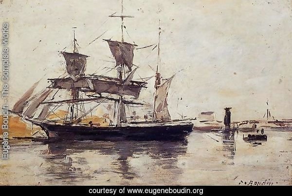 Three Masted Ship at Dock