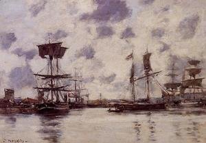 Eugène Boudin - Sailing Boats at Anchor