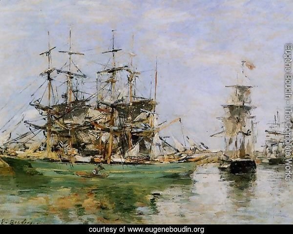 A Three Masted Ship in Port