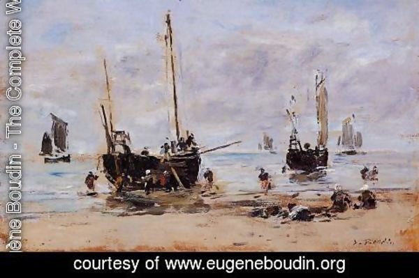Eugène Boudin - Berck, Fishermen at Low Tide