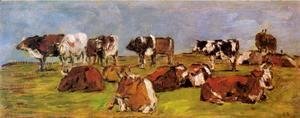 Eugène Boudin - Cows in a Field