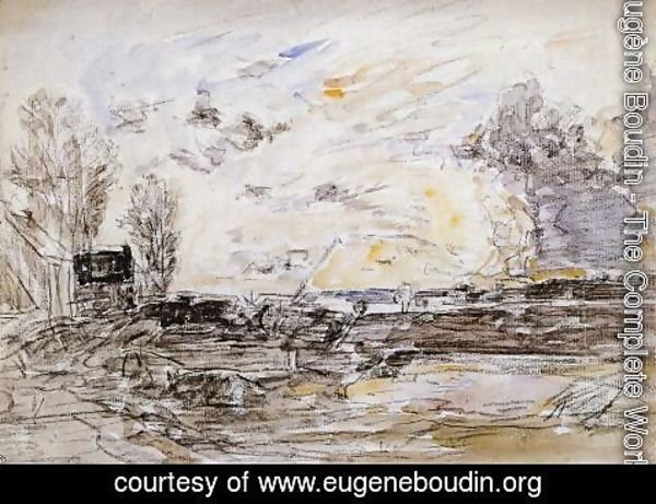 Eugène Boudin - Landscape with Sunset