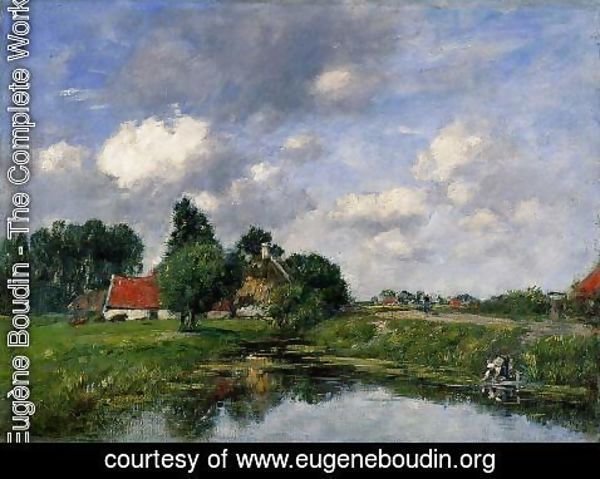 Eugène Boudin - River near Dunkirk