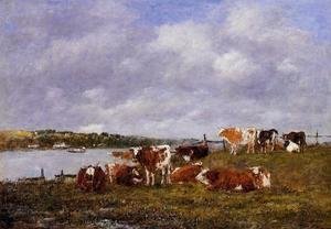 Eugène Boudin - Pasturage, the Valley of the Touques