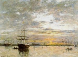 Eugène Boudin - The Port of Le Havre at Sunset