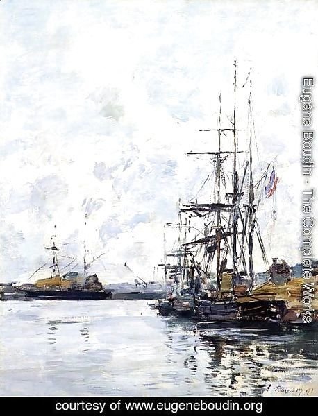 Eugène Boudin - Port, Sailboats at Anchor