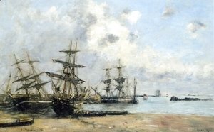 Eugène Boudin - Portrieux, Boats in the Park
