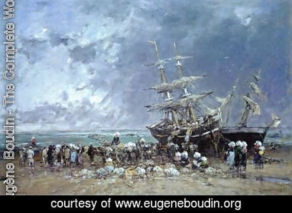 Eugène Boudin - Unloading a Newfoundland Fishing Boat
