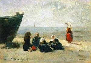 Eugène Boudin - Berck, Fisherwomen Looking for the Return of the Boats