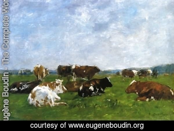 Eugène Boudin - Cows in a Pasture I