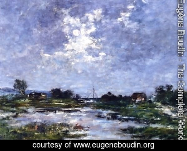 Eugène Boudin - Moonlight on the Marshes, The Toques