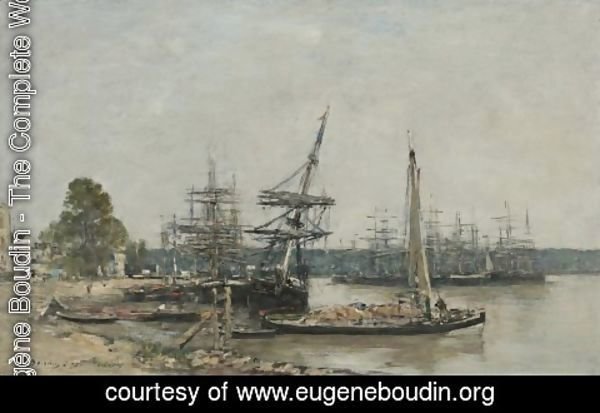 Eugène Boudin - Bordeaux. Bateaux amarres sur la Garonne