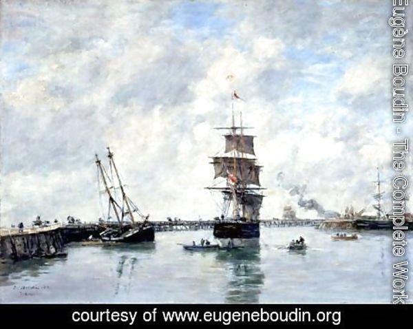 Eugène Boudin - Trouville, les jetees, mer haute