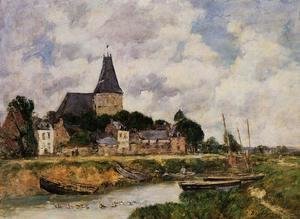 Eugène Boudin - Quillebeuf, View of the Church from the Canal