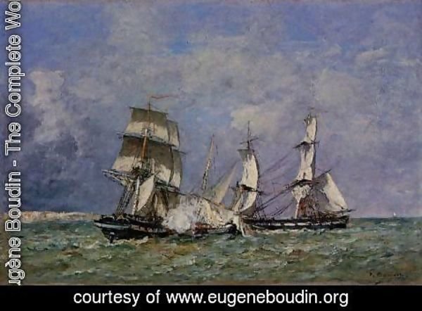 Eugène Boudin - The Capture of a Raider