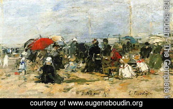 Eugène Boudin - Trouville Beach Scene 1883-1887