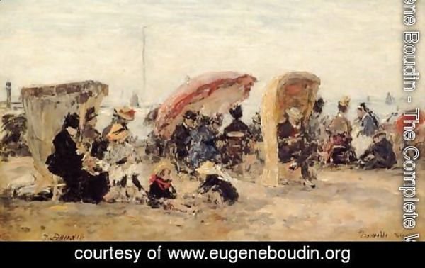 Eugène Boudin - Trouville Beach Scene 1886