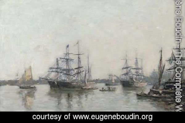 Eugène Boudin - Bateaux sur la Garonne, Bordeaux