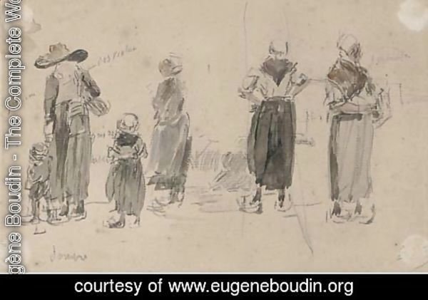 Eugène Boudin - Pecheuses et enfants
