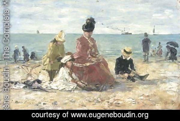 Eugène Boudin - Sur la plage (Le repos, plage de Trouville)