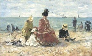 Eugène Boudin - Sur la plage (Le repos, plage de Trouville)