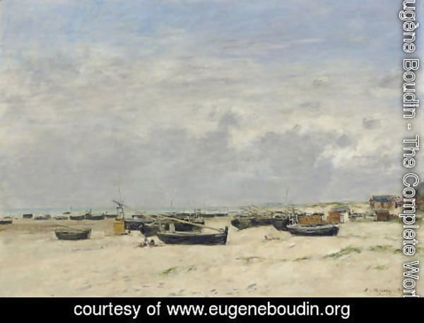 Eugène Boudin - Berck, barques echouees sur la plage