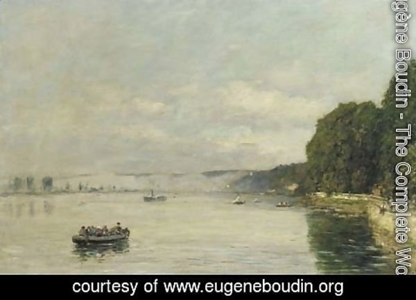 Eugène Boudin - Caudebec-en-Caux Bateaux sur la Seine