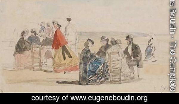 Eugène Boudin - Femmes en crinolines sur la plage