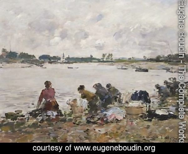 Eugène Boudin - Laveuses au bord de la Touques