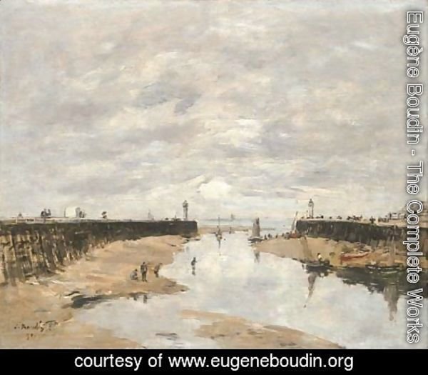 Eugène Boudin - Les jetees, maree basse, Trouville