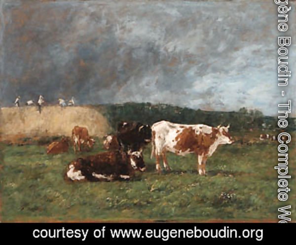 Eugène Boudin - Les Meules, vaches au pturage (Haystacks, Cows in the Pasture)