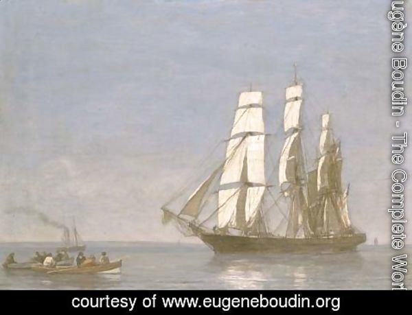 Eugène Boudin - Marine, voiliers en mer