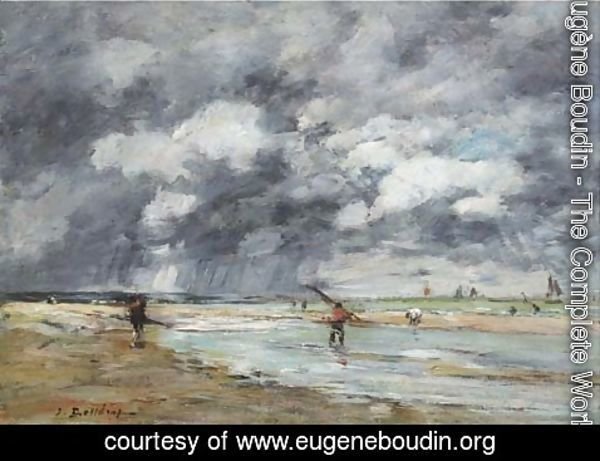 Eugène Boudin - Rivage maree basse, temps de pluie, environs de Trouville