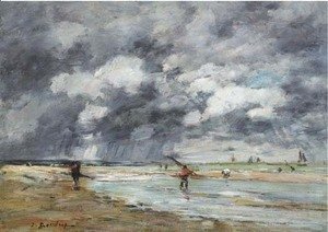 Eugène Boudin - Rivage maree basse, temps de pluie, environs de Trouville