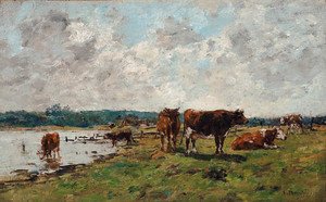 Eugène Boudin - Vaches au bord de la Touques