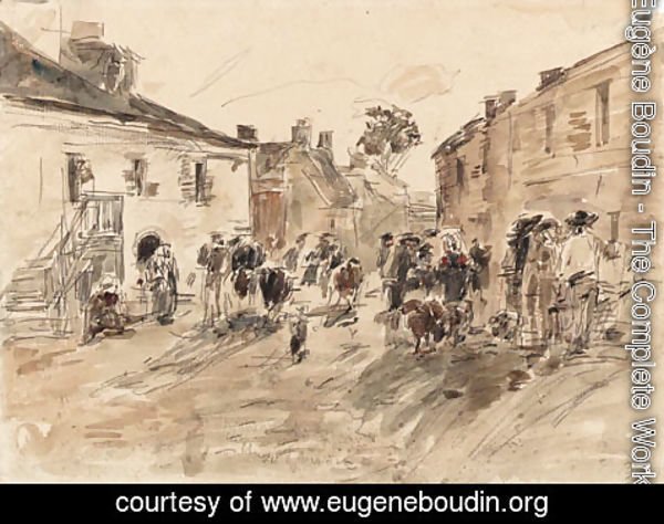 Eugène Boudin - Village breton - Foire