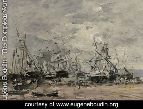 Eugène Boudin - Portrieux, Le Port Maree Basse