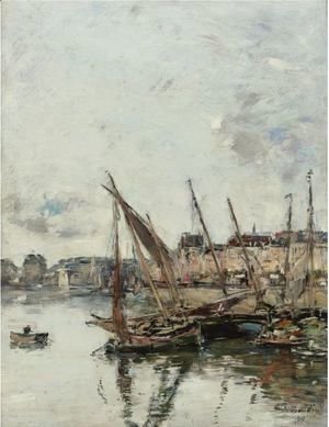 Eugène Boudin - Le Port De Trouville, Maree Basse