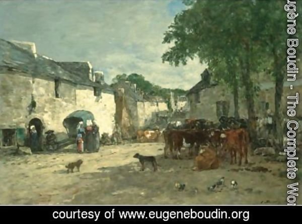 Eugène Boudin - Marche Aux Bestiaux A Daoulas, Bretagne