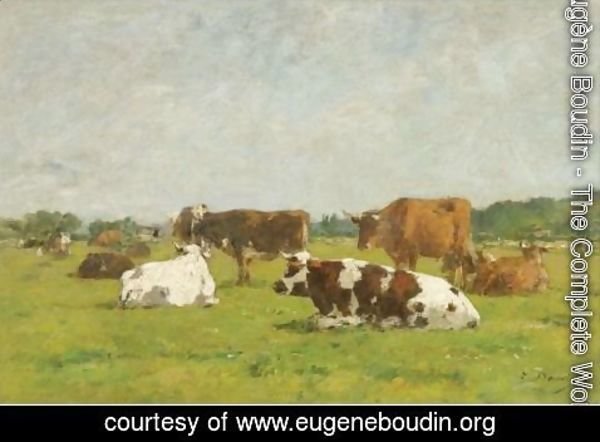 Eugène Boudin - Vaches Au Pre