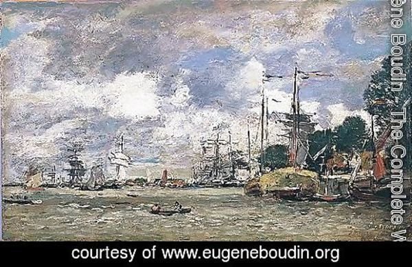 Eugène Boudin - Anvers-bateaux sur l'escaut