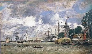 Eugène Boudin - Anvers-bateaux sur l'escaut